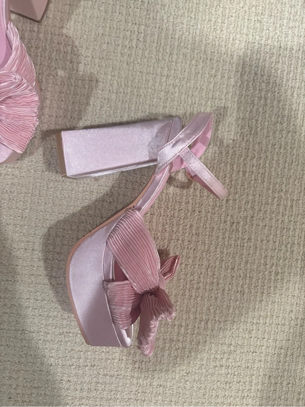 Pink Bow Platform Block Heel Sandals